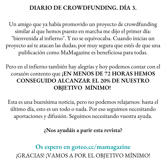 DIARIO DE CROWDFUNDING, DÍA 3