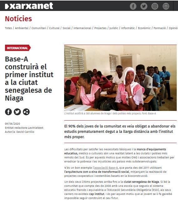 Base-A construirà el primer institut a la ciutat senegalesa de Niaga